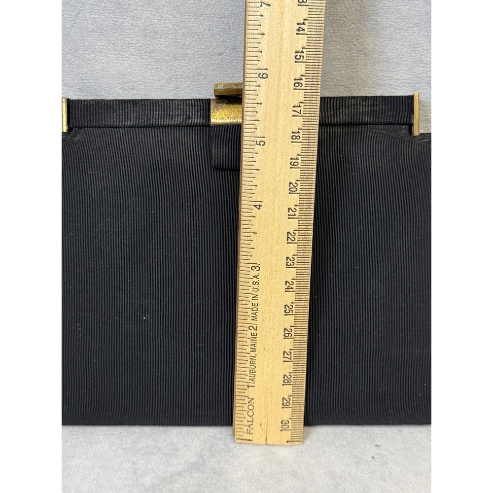 Vintage Ingber Clutch Bag Womens Black Evening Purse Gold Frame Made USA 50s 60s - Picture 9 of 11